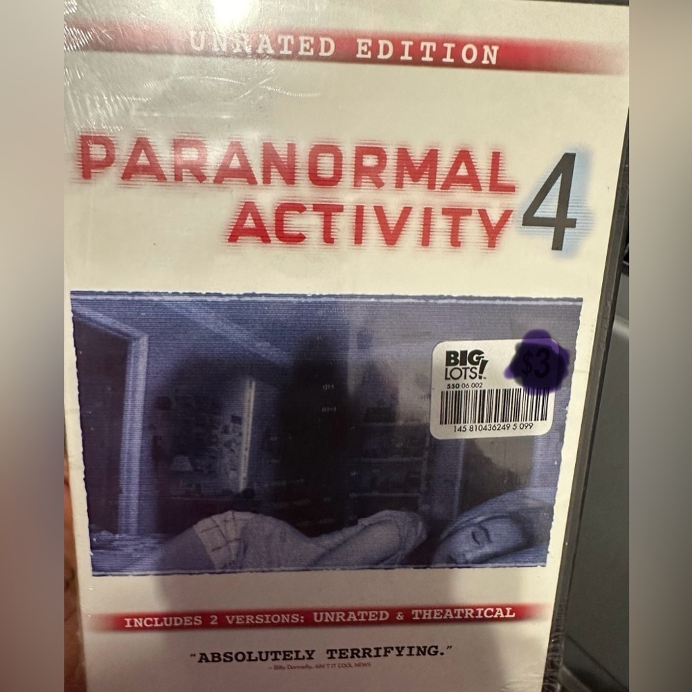 Big Lots! Paranormal Activity 4 Unrated Edition DvD Movie